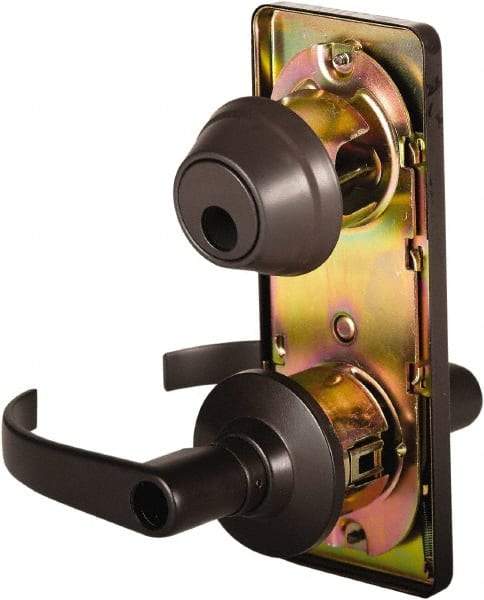 Stanley - Grade 2 Entry Lever Lockset - 2-3/4" Back Set, Key In Lever Cylinder, Brass Alloy, Oil Rubbed Bronze Finish - Industrial Tool & Supply