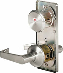 Stanley - Grade 2 Passage Lever Lockset - 2-3/4" Back Set, Keyless Cylinder, Brass Alloy, Satin Chrome Finish - Industrial Tool & Supply