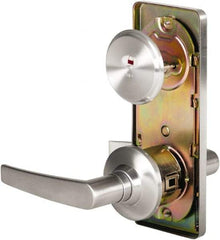 Stanley - Grade 2 Passage Lever Lockset - 2-3/4" Back Set, Keyless Cylinder, Brass Alloy, Satin Chrome Finish - Industrial Tool & Supply