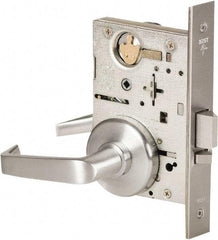Best - Grade 1 Storeroom Lever Lockset - 2-3/4" Back Set, Keyless Cylinder, Brass Alloy, Satin Chrome Finish - Industrial Tool & Supply