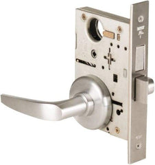 Best - Grade 1 Privacy Lever Lockset - 2-3/4" Back Set, Keyless Cylinder, Brass Alloy, Satin Chrome Finish - Industrial Tool & Supply
