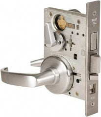 Stanley - Grade 1 Dormitory Lever Lockset - 2-3/4" Back Set, Best SFIC Cylinder, Brass Alloy, Satin Chrome Finish - Industrial Tool & Supply