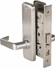 Stanley - Grade 1 Classroom Lever Lockset - 2-3/4" Back Set, Best SFIC Cylinder, Brass Alloy, Satin Chrome Finish - Industrial Tool & Supply