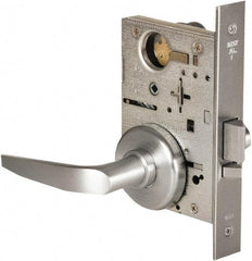 Stanley - Grade 1 Storeroom Lever Lockset - 2-3/4" Back Set, Best SFIC Cylinder, Brass Alloy, Satin Chrome Finish - Industrial Tool & Supply