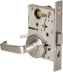 Stanley - Grade 1 Storeroom Lever Lockset - 2-3/4" Back Set, Best SFIC Cylinder, Brass Alloy, Satin Chrome Finish - Industrial Tool & Supply