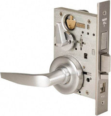 Stanley - Grade 1 Office Lever Lockset - 2-3/4" Back Set, Best SFIC Cylinder, Brass Alloy, Satin Chrome Finish - Industrial Tool & Supply