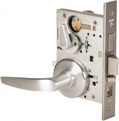 Stanley - Grade 1 Office Lever Lockset - 2-3/4" Back Set, Best SFIC Cylinder, Brass Alloy, Satin Chrome Finish - Industrial Tool & Supply