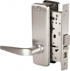 Stanley - Grade 1 Office Lever Lockset - 2-3/4" Back Set, Best SFIC Cylinder, Brass Alloy, Satin Chrome Finish - Industrial Tool & Supply