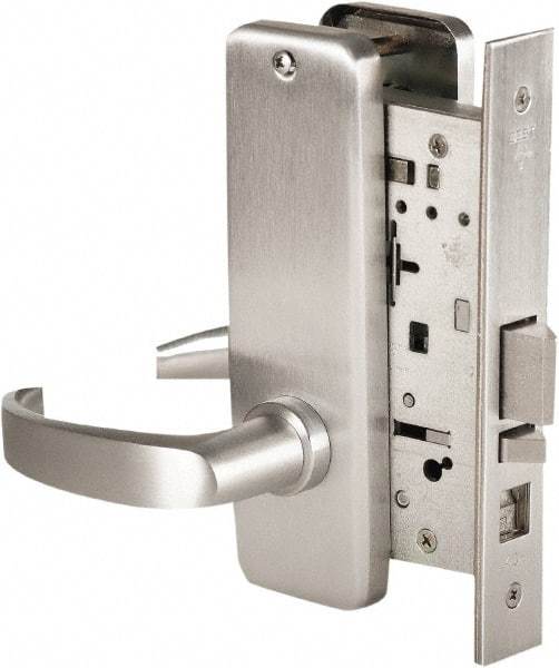 Stanley - Grade 1 Office Lever Lockset - 2-3/4" Back Set, Best SFIC Cylinder, Brass Alloy, Satin Chrome Finish - Industrial Tool & Supply