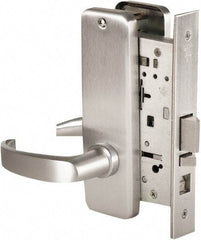 Stanley - Grade 1 Office Lever Lockset - 2-3/4" Back Set, Best SFIC Cylinder, Brass Alloy, Satin Chrome Finish - Industrial Tool & Supply