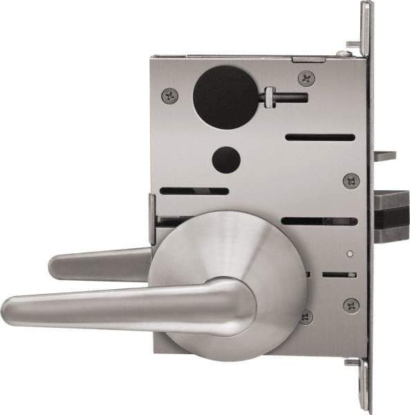 Stanley - Grade 1 Classroom Intruder Lever Lockset - 2-3/4" Back Set, Best SFIC Cylinder, Brass Alloy, Satin Stainless Steel Finish - Industrial Tool & Supply