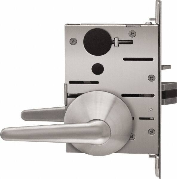 Stanley - Grade 1 Classroom Lever Lockset - 2-3/4" Back Set, Best SFIC Cylinder, Brass Alloy, Satin Stainless Steel Finish - Industrial Tool & Supply