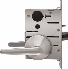 Stanley - Grade 1 Classroom Lever Lockset - 2-3/4" Back Set, Best SFIC Cylinder, Brass Alloy, Satin Stainless Steel Finish - Industrial Tool & Supply