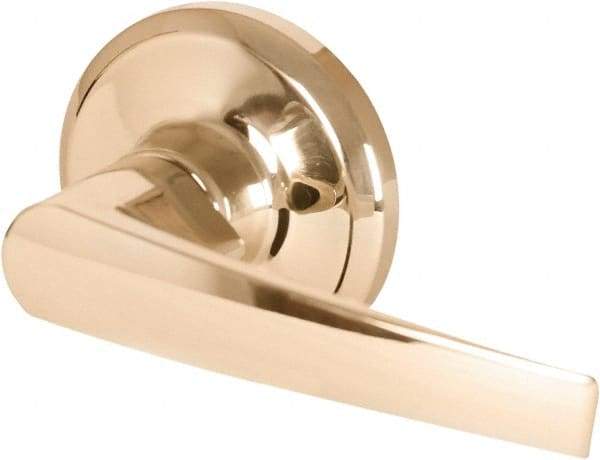 Stanley - Grade 2 Dummy Lever Lockset - 2-3/8 & 2-3/4" Back Set, Keyless Cylinder, Brass Alloy, Bright Brass Finish - Industrial Tool & Supply