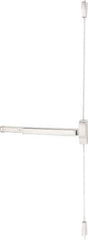 Precision - 36" OAL Reversible Unrated Flatbar - 32 to 36" Door Width, Satin Stainless Steel Finish, Grade 1, 2100 Series - Industrial Tool & Supply