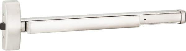 Precision - 36" OAL Reversible Unrated Flatbar - 32 to 36" Door Width, Satin Stainless Steel Finish, Grade 1, 2100 Series - Industrial Tool & Supply