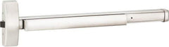 Precision - 36" OAL Right Hand Reverse Unrated Flatbar - 32 to 36" Door Width, Satin Stainless Steel Finish, Grade 1, 2100 Series - Industrial Tool & Supply