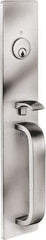 Precision - 15" OAL Reversible Unrated Flatbar - 32 to 36" Door Width, Satin Stainless Steel Finish, Grade 1, 2100 Series - Industrial Tool & Supply