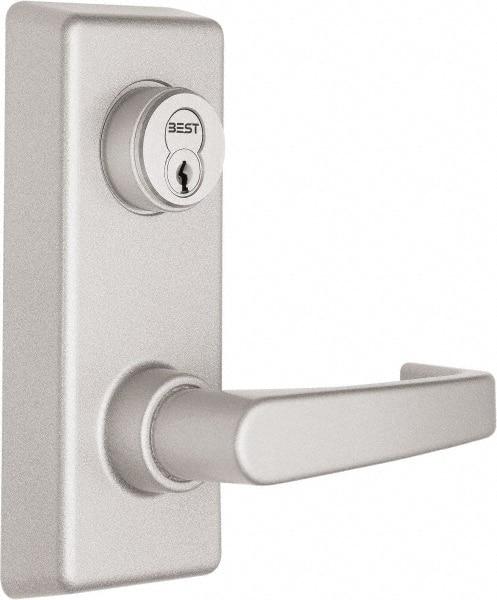 Precision - 7" OAL Reversible Unrated Flatbar - 32 to 36" Door Width, Painted Aluminum Finish, Grade 1, Reliant Series - Industrial Tool & Supply