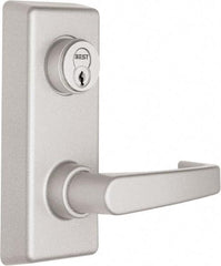 Precision - 7" OAL Reversible Unrated Flatbar - 32 to 36" Door Width, Painted Aluminum Finish, Grade 1, Reliant Series - Industrial Tool & Supply