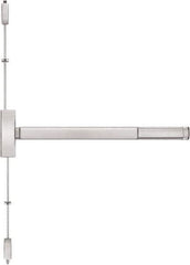 Precision - 36" OAL Right Hand Reverse Fire Rated Flatbar - 32 to 36" Door Width, Satin Stainless Steel Finish, Grade 1, Apex Series - Industrial Tool & Supply