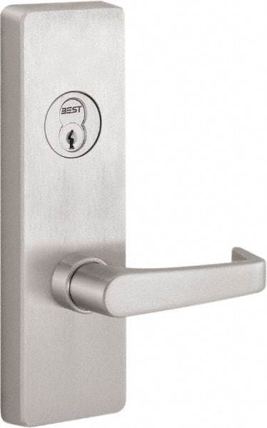 Precision - 10" OAL Reversible Unrated Flatbar - 32 to 36" Door Width, Satin Stainless Steel Finish, Grade 1, Apex Series - Industrial Tool & Supply
