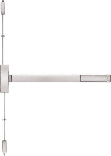 Precision - 48" OAL Right Hand Reverse Fire Rated Flatbar - 32 to 48" Door Width, Satin Stainless Steel Finish, Grade 1, Apex Series - Industrial Tool & Supply