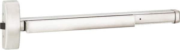 Precision - 36" OAL Right Hand Reverse Fire Rated Flatbar - 32 to 36" Door Width, Satin Stainless Steel Finish, Grade 1, Apex Series - Industrial Tool & Supply