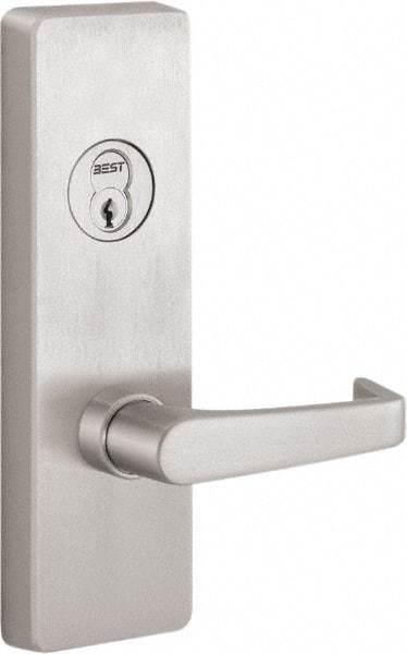 Precision - 10" OAL Reversible Unrated Flatbar - 32 to 36" Door Width, Satin Stainless Steel Finish, Grade 1, 2100 Series - Industrial Tool & Supply