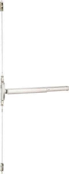 Precision - 36" OAL Reversible Unrated Flatbar - 32 to 36" Door Width, Satin Stainless Steel Finish, Grade 1, 2100 Series - Industrial Tool & Supply