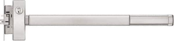 Precision - 36" OAL Reversible Unrated Flatbar - 32 to 36" Door Width, Satin Stainless Steel Finish, Grade 1, 2100 Series - Industrial Tool & Supply