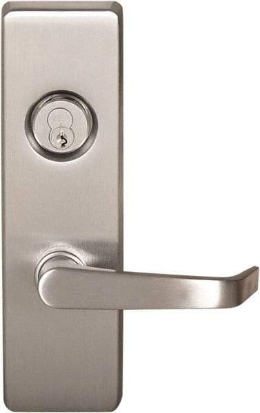 Precision - 10" OAL Left Hand Reverse Unrated Flatbar - 32 to 36" Door Width, Satin Stainless Steel Finish, Grade 1, 2100 Series - Industrial Tool & Supply