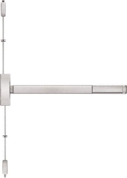 Precision - 48" OAL Right Hand Reverse Fire Rated Flatbar - 32 to 48" Door Width, Satin Stainless Steel Finish, Grade 1, Apex Series - Industrial Tool & Supply