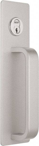 Precision - 10" OAL Reversible Unrated Flatbar - 32 to 36" Door Width, Painted Aluminum Finish, Grade 1, Reliant Series - Industrial Tool & Supply