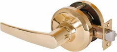 Stanley - Grade 1 Communicating Lever Lockset - 2-3/4" Back Set, Key In Lever Cylinder, Brass Alloy, Bright Brass Finish - Industrial Tool & Supply