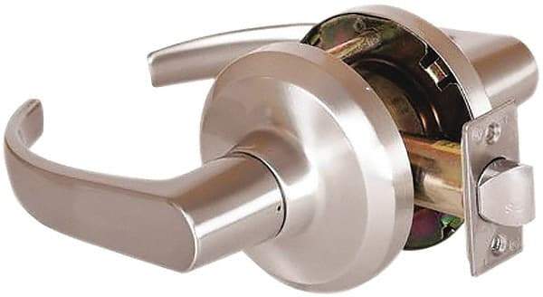 Stanley - Grade 1 Passage Lever Lockset - 2-3/4" Back Set, Keyless Cylinder, Brass Alloy, Satin Nickel Finish - Industrial Tool & Supply