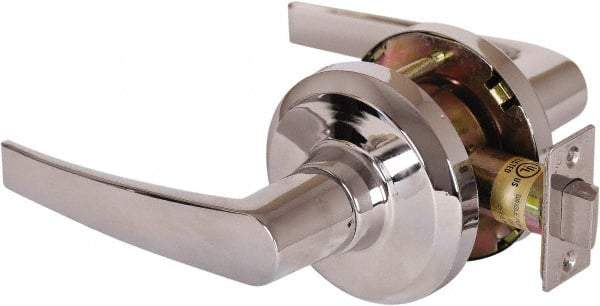 Stanley - Grade 1 Passage Lever Lockset - 2-3/4" Back Set, Keyless Cylinder, Brass Alloy, Bright Chrome Finish - Industrial Tool & Supply