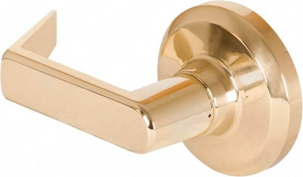 Stanley - Grade 1 Dummy Lever Lockset - 2-3/4" Back Set, Keyless Cylinder, Brass Alloy, Bright Brass Finish - Industrial Tool & Supply