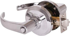 Stanley - Grade 1 Entrance Lever Lockset - 2-3/4" Back Set, Key In Lever Cylinder, Brass Alloy, Bright Chrome Finish - Industrial Tool & Supply