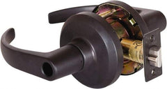 Stanley - Grade 1 Entrance Lever Lockset - 2-3/4" Back Set, Key In Lever Cylinder, Brass Alloy, Oil Rubbed Bronze Finish - Industrial Tool & Supply