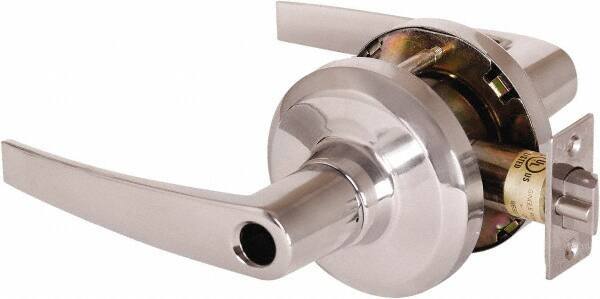 Stanley - Grade 1 Entrance Lever Lockset - 2-3/4" Back Set, Key In Lever Cylinder, Brass Alloy, Bright Chrome Finish - Industrial Tool & Supply