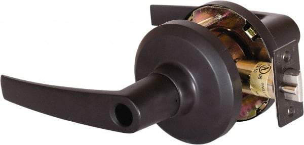 Stanley - Grade 1 Entrance Lever Lockset - 2-3/4" Back Set, Key In Lever Cylinder, Brass Alloy, Oil Rubbed Bronze Finish - Industrial Tool & Supply