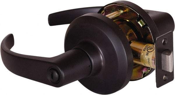Stanley - Grade 1 Privacy Lever Lockset - 2-3/4" Back Set, Keyless Cylinder, Brass Alloy, Oil Rubbed Bronze Finish - Industrial Tool & Supply