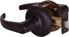 Stanley - Grade 1 Privacy Lever Lockset - 2-3/4" Back Set, Keyless Cylinder, Brass Alloy, Oil Rubbed Bronze Finish - Industrial Tool & Supply