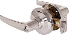 Stanley - Grade 1 Privacy Lever Lockset - 2-3/4" Back Set, Keyless Cylinder, Brass Alloy, Bright Chrome Finish - Industrial Tool & Supply