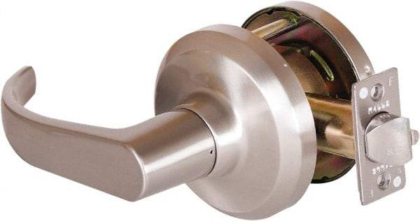 Stanley - Grade 1 Communicating Lever Lockset - 2-3/4" Back Set, Key In Lever Cylinder, Brass Alloy, Satin Nickel Finish - Industrial Tool & Supply