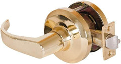 Stanley - Grade 1 Communicating Lever Lockset - 2-3/4" Back Set, Key In Lever Cylinder, Brass Alloy, Bright Brass Finish - Industrial Tool & Supply