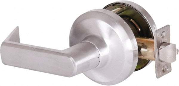 Stanley - Grade 1 Communicating Lever Lockset - 2-3/4" Back Set, Key In Lever Cylinder, Brass Alloy, Satin Chrome Finish - Industrial Tool & Supply