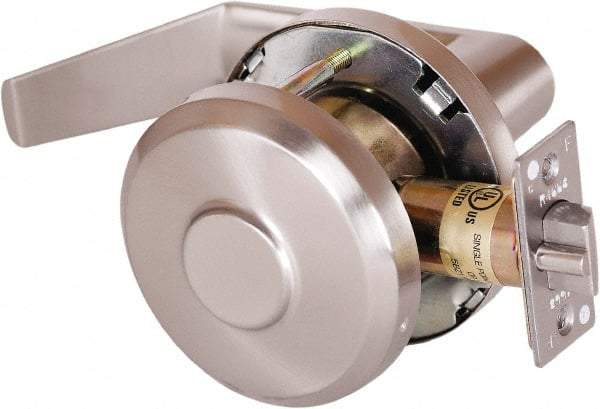 Stanley - Grade 1 Communicating Lever Lockset - 2-3/4" Back Set, Key In Lever Cylinder, Brass Alloy, Satin Nickel Finish - Industrial Tool & Supply