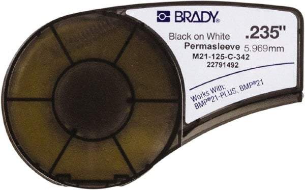 Brady - 0.235" Wide, White Heat Shrinkable Polyolefin Heat Shrink Tubing - For BMP21 Plus Portable Label Printer - Industrial Tool & Supply